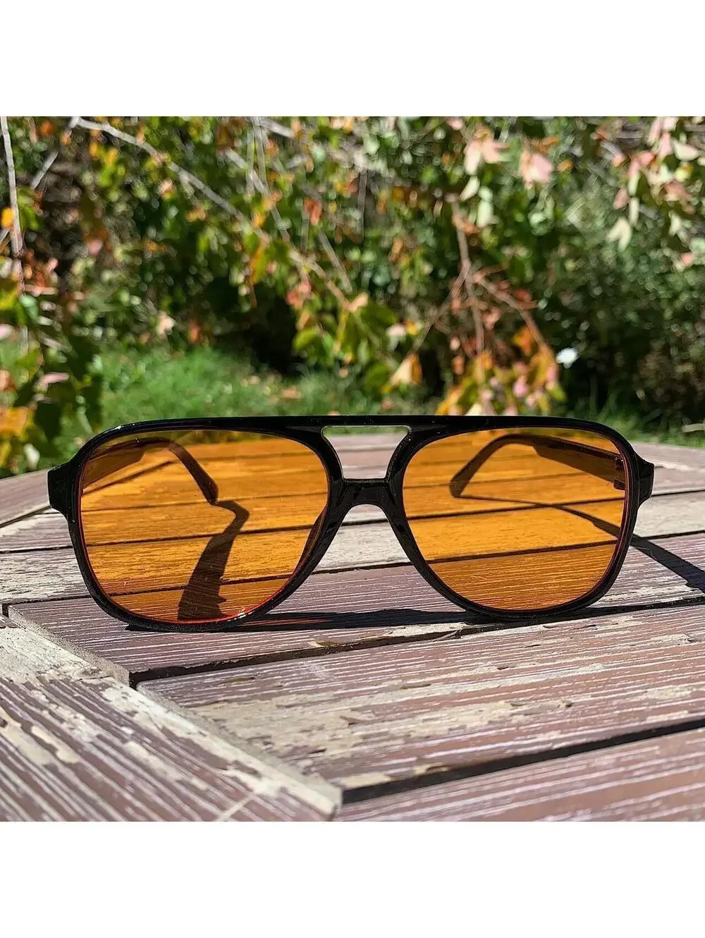 Vintage 90s y2k style unique retro square rounded shaped orange lenses